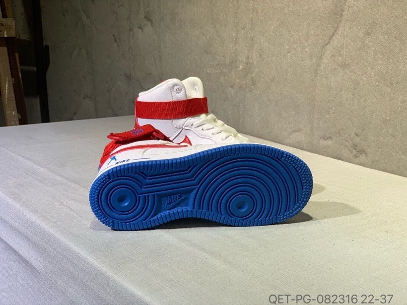 High-top Macaron Air Force" white, red"