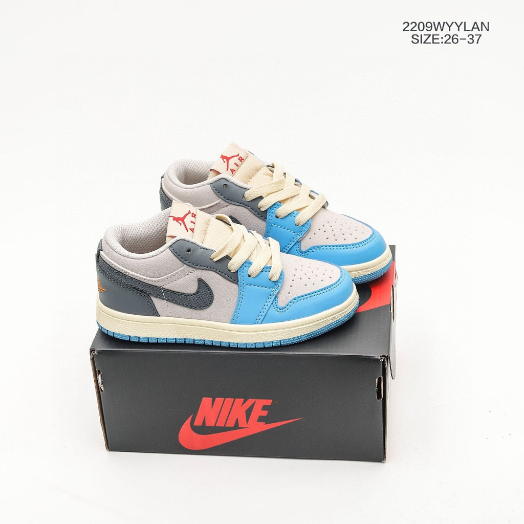Jordan low-top hook series" Cream, gray, sky blue"