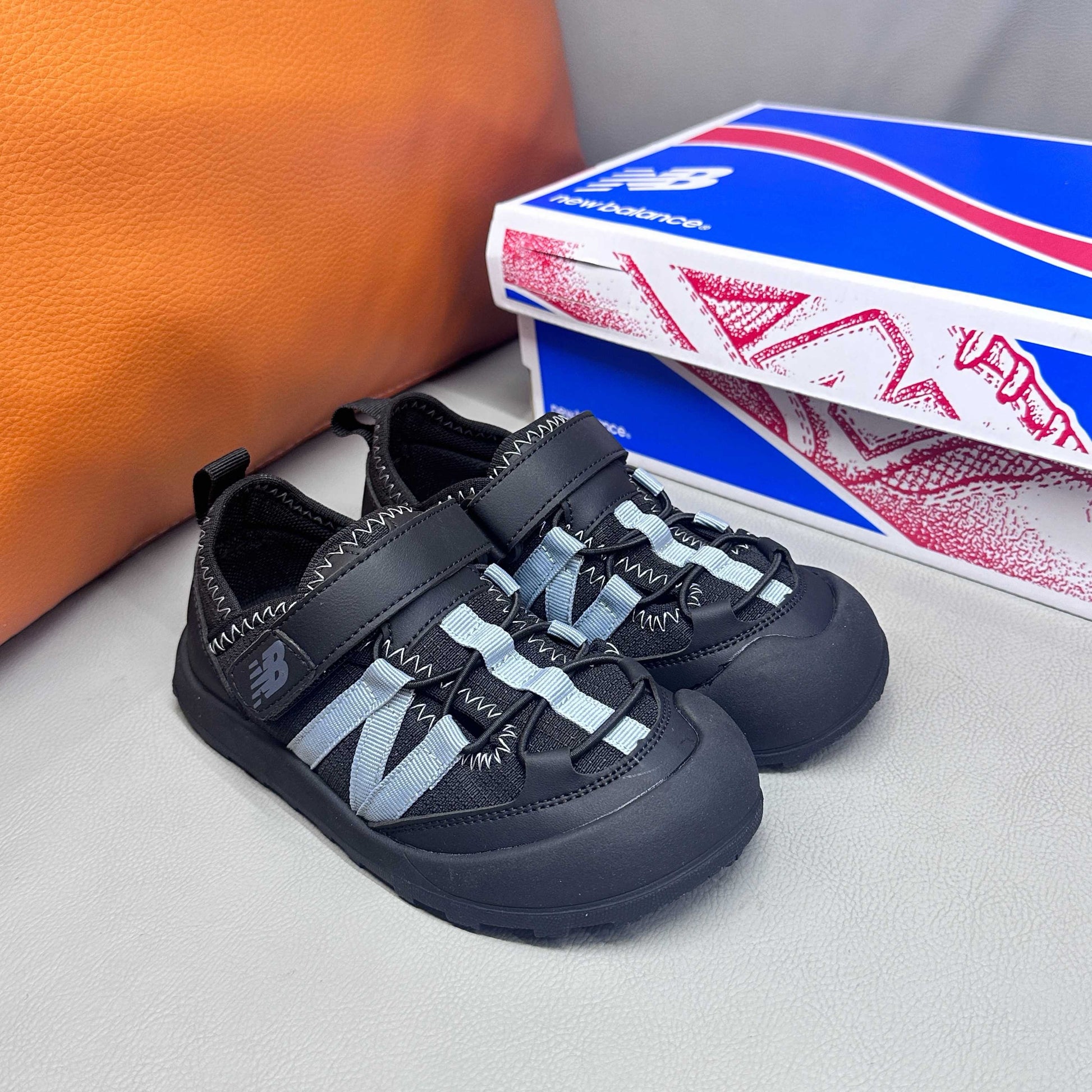 N3205 Velcro Sandals "black,  light blue-grey "