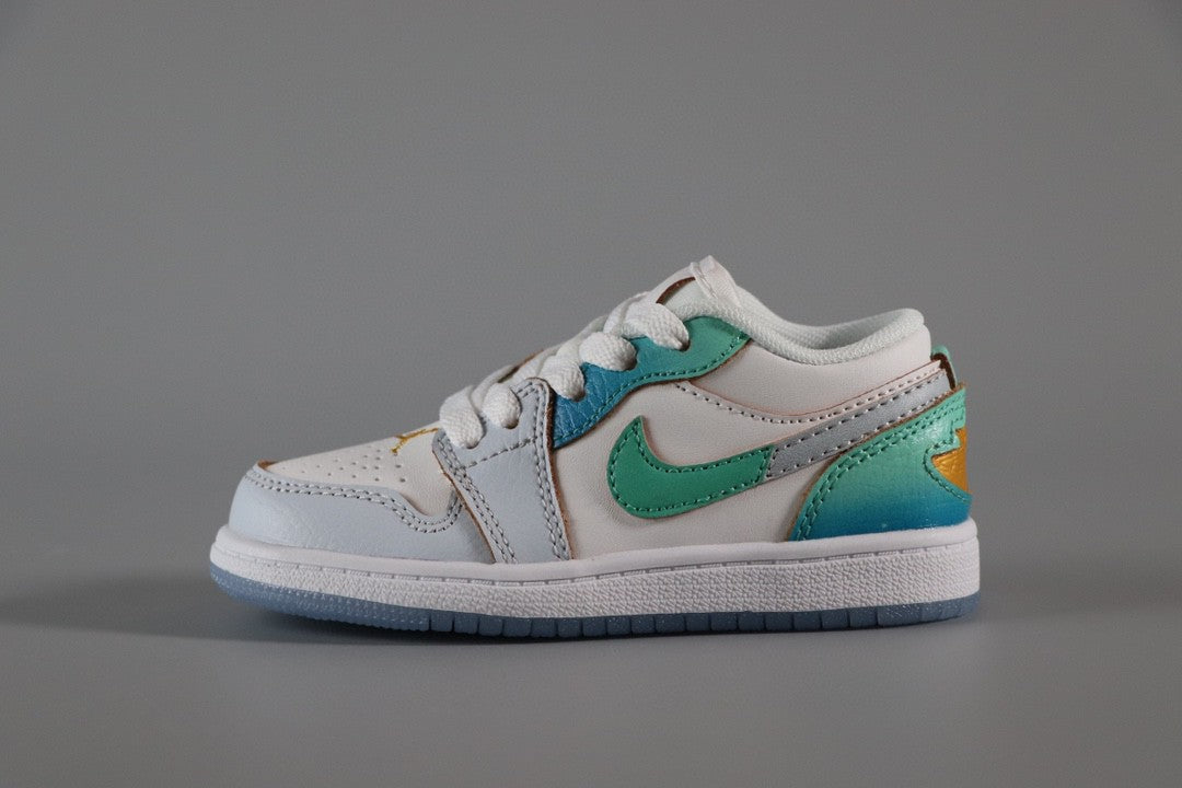 Jordan 1 Classic Kids Shoes" white, turquoise"