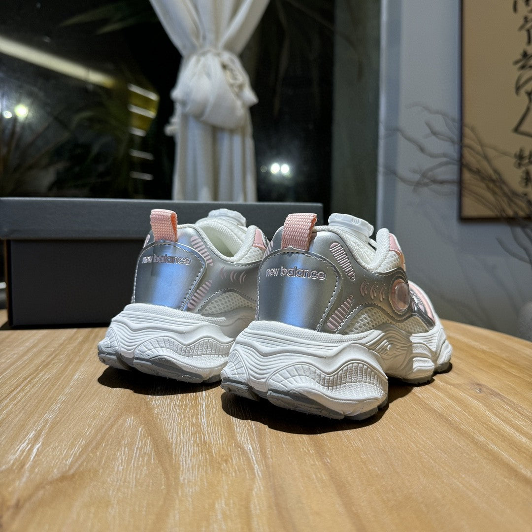NB New Balance Retro Daddy Style Casual Sports Running Shoes" white, silver, pink"