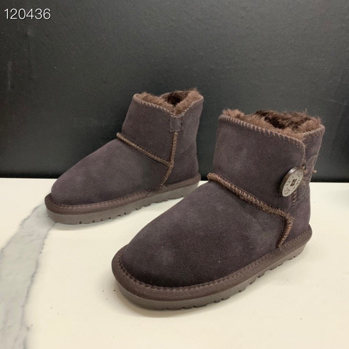 UGG mahogany buckle children's snow boots"  dark brown"