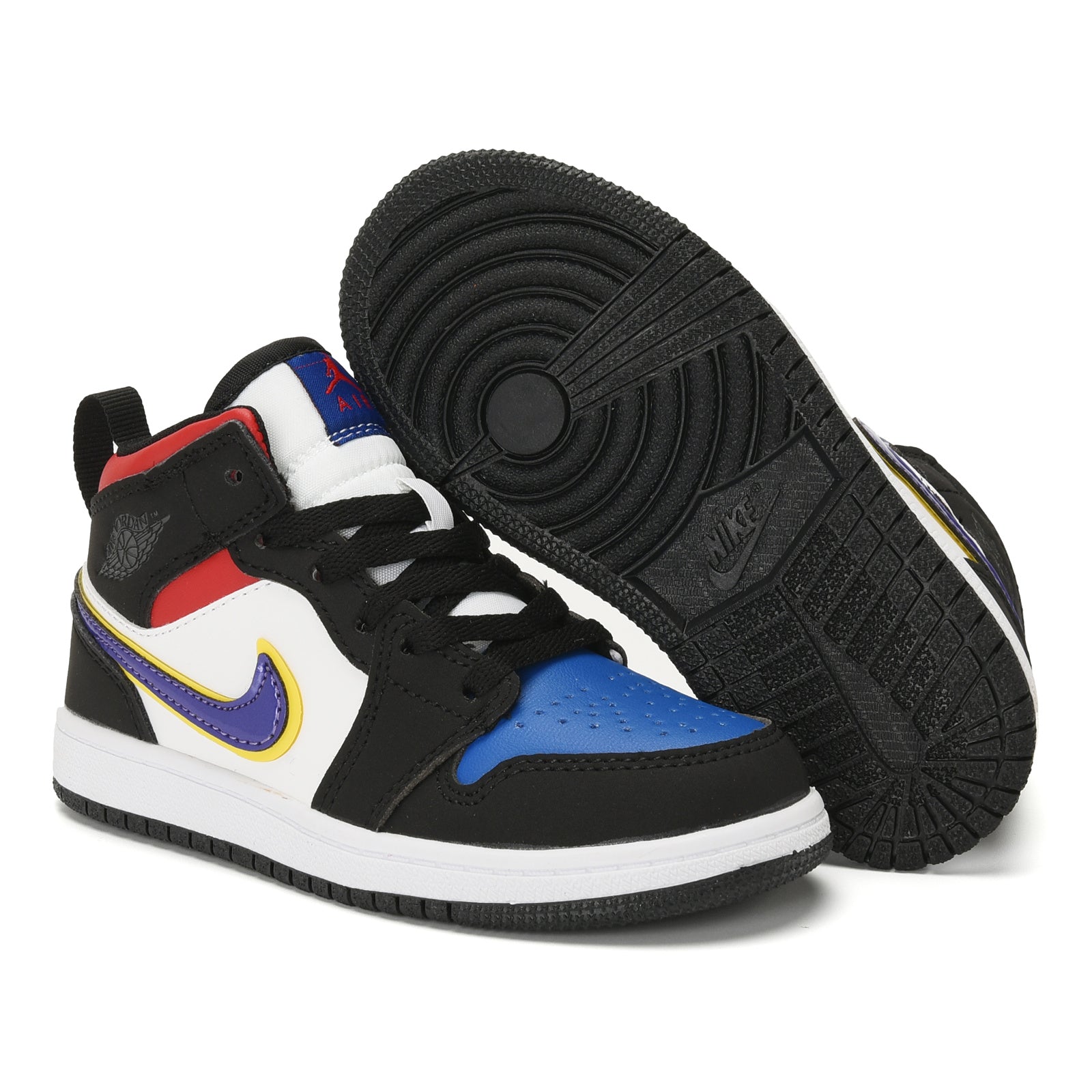AJ-112" black, white, blue"