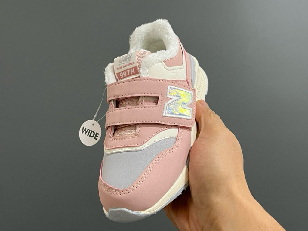 NB997 Velvet Velcro Children's Shoes" cream, pink"