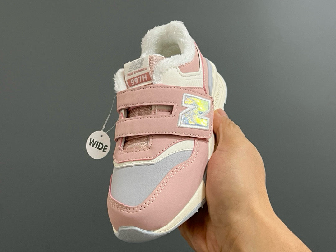 NB997 Velvet Velcro Children's Shoes" cream, pink"