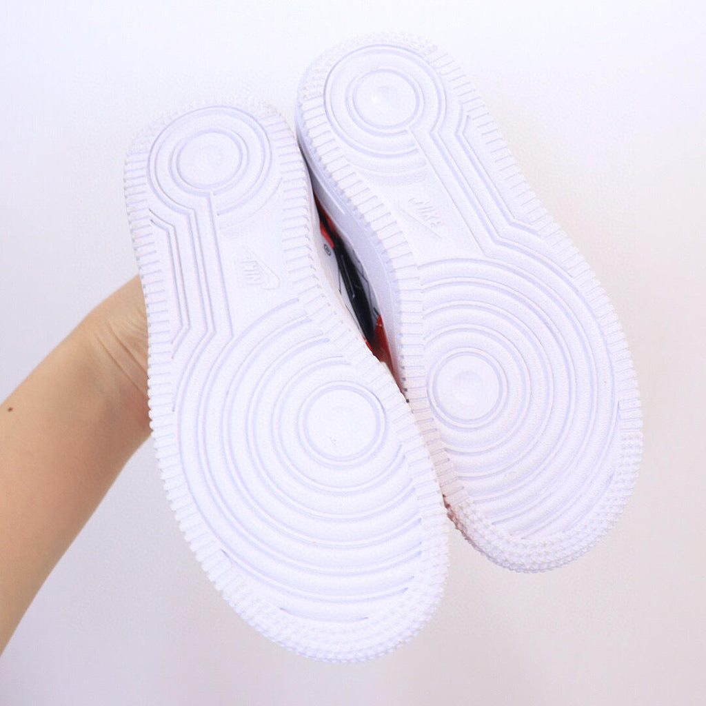 Air Force low-top lace-up sneakers" white, red"