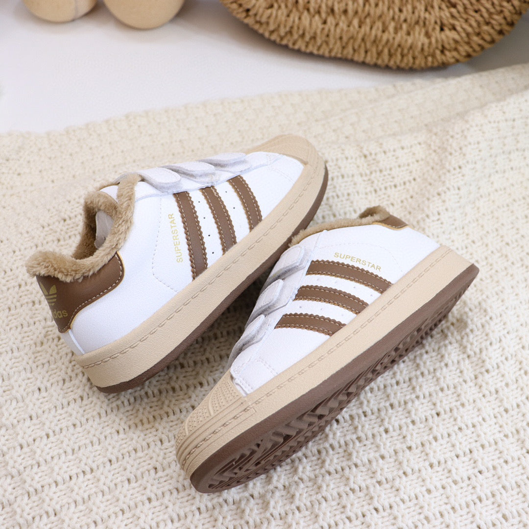 Adidas clover Velcro shell toe plus velvet sneakers" white, beige"