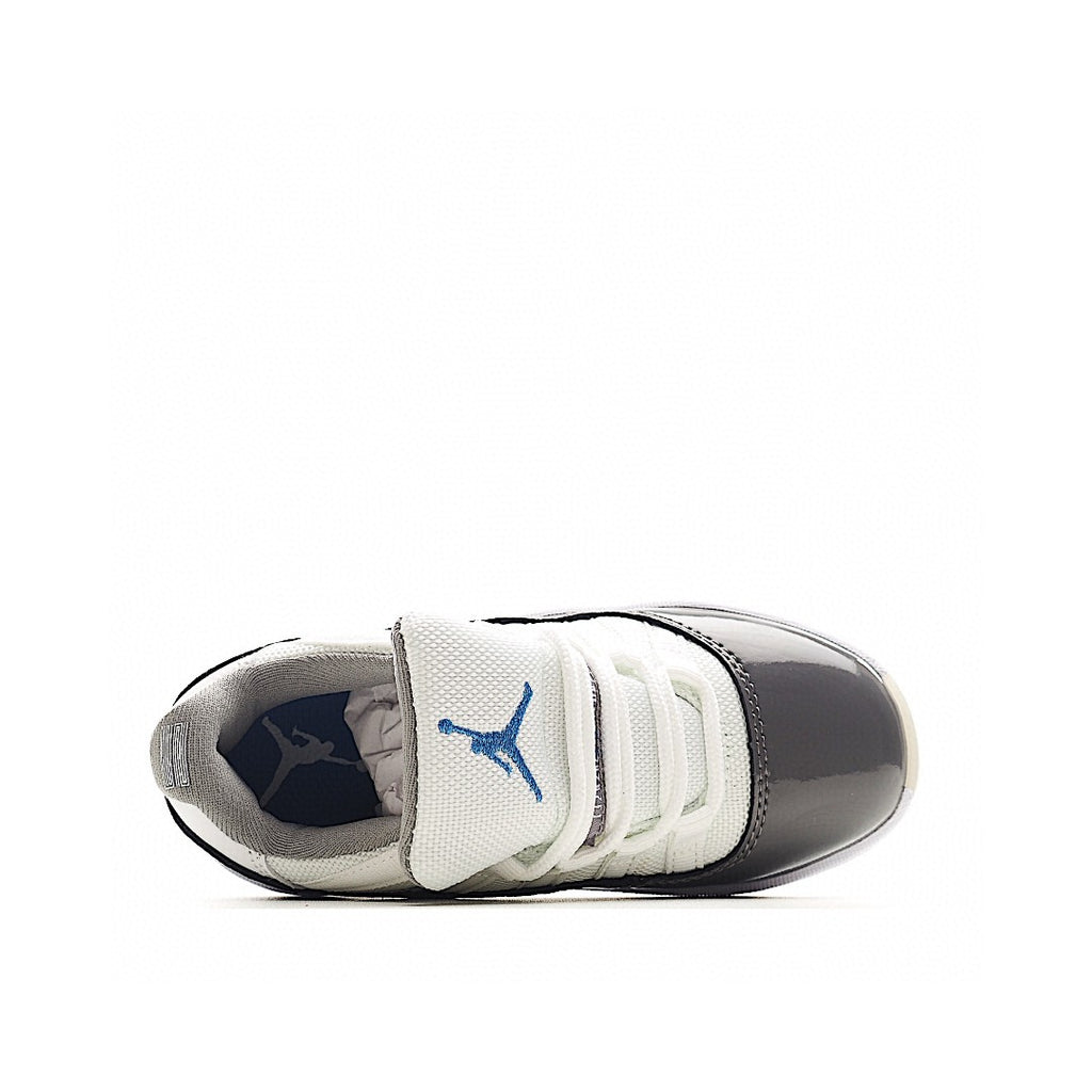 The classic AJ11 is back, mid-top" white, gray"