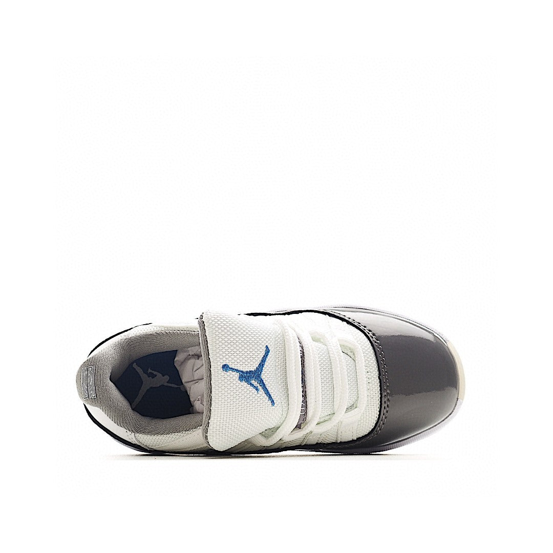 The classic AJ11 is back, mid-top" white, gray"