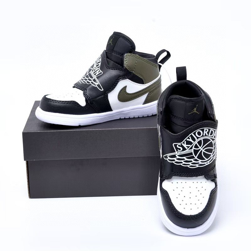 Jordan Wings Kids Shoes" white, black, olive green"