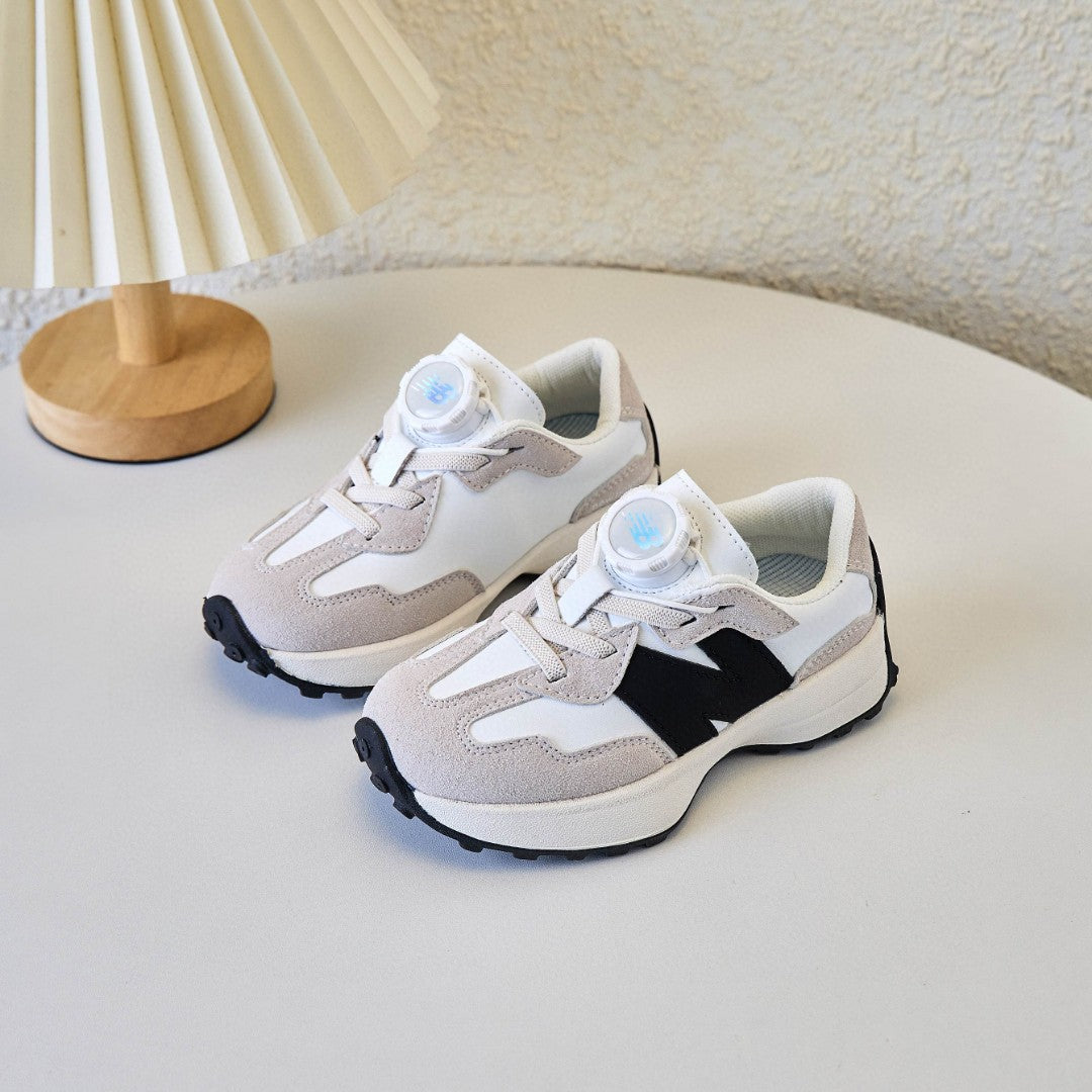 NB327 Rotating Buckle Waffle Gump Children's Shoes" gray, white"