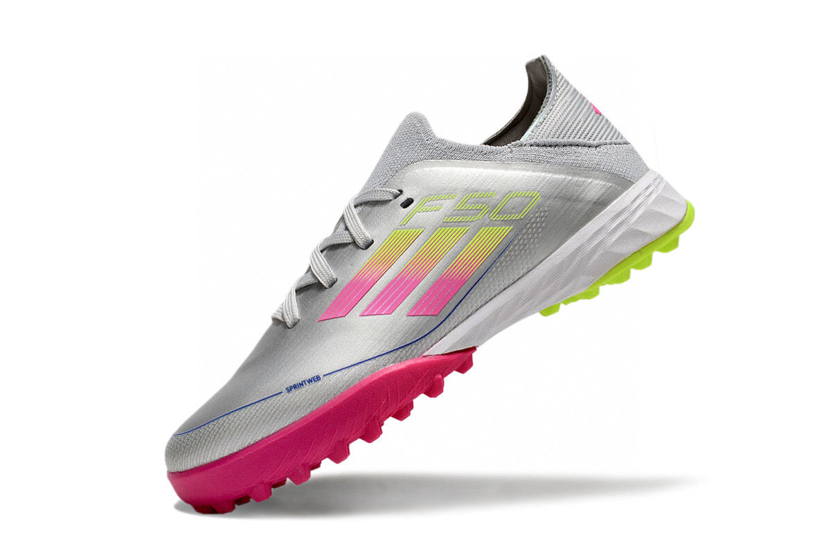 Adidas F50 knitted waterproof football shoes" silver"