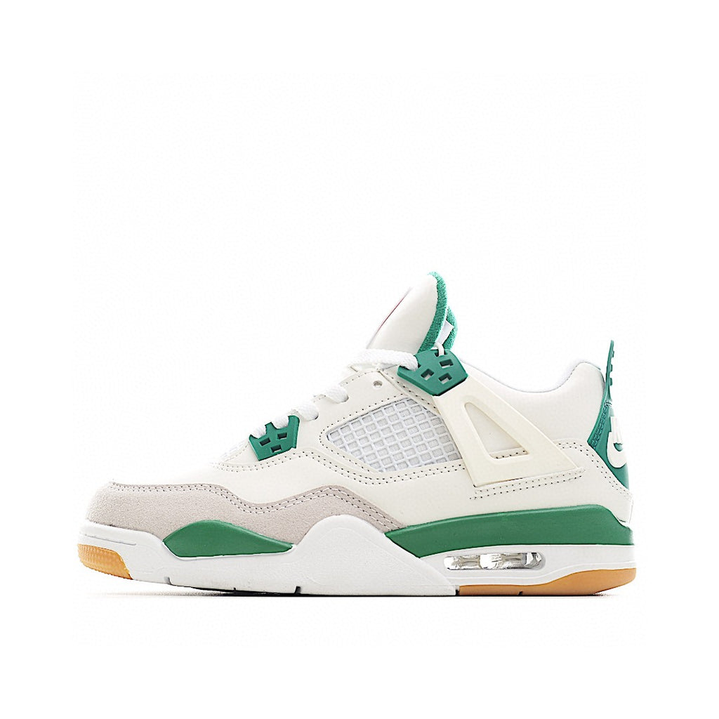 NK AJ 4th generation lace-up basketball air cushion children's shoes" white, light gray, green"