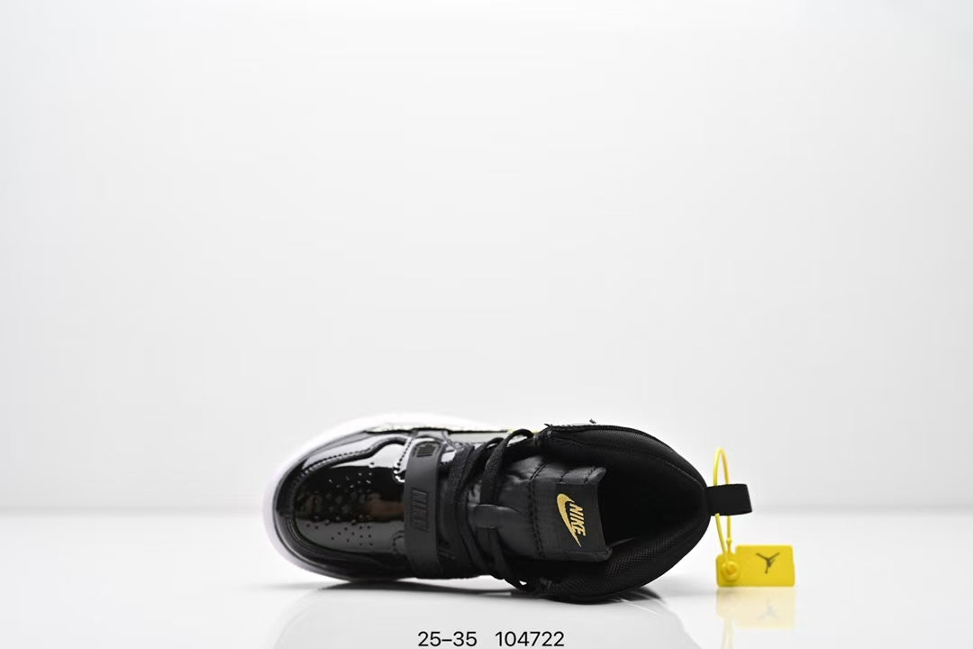 Jordan 312 high top children's shoes full second layer leather" Black"