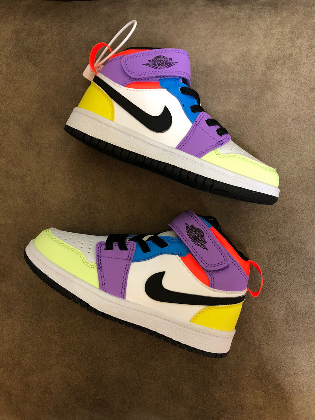 Joe's high-top Velcro children's shoes" purple, yellow, blue, white"