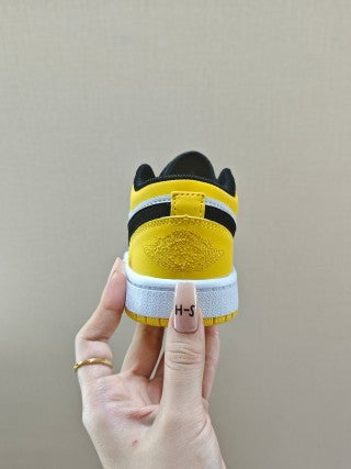 Qiao Yizhuan G version low-top children's lace-up sports shoes" black, yellow"