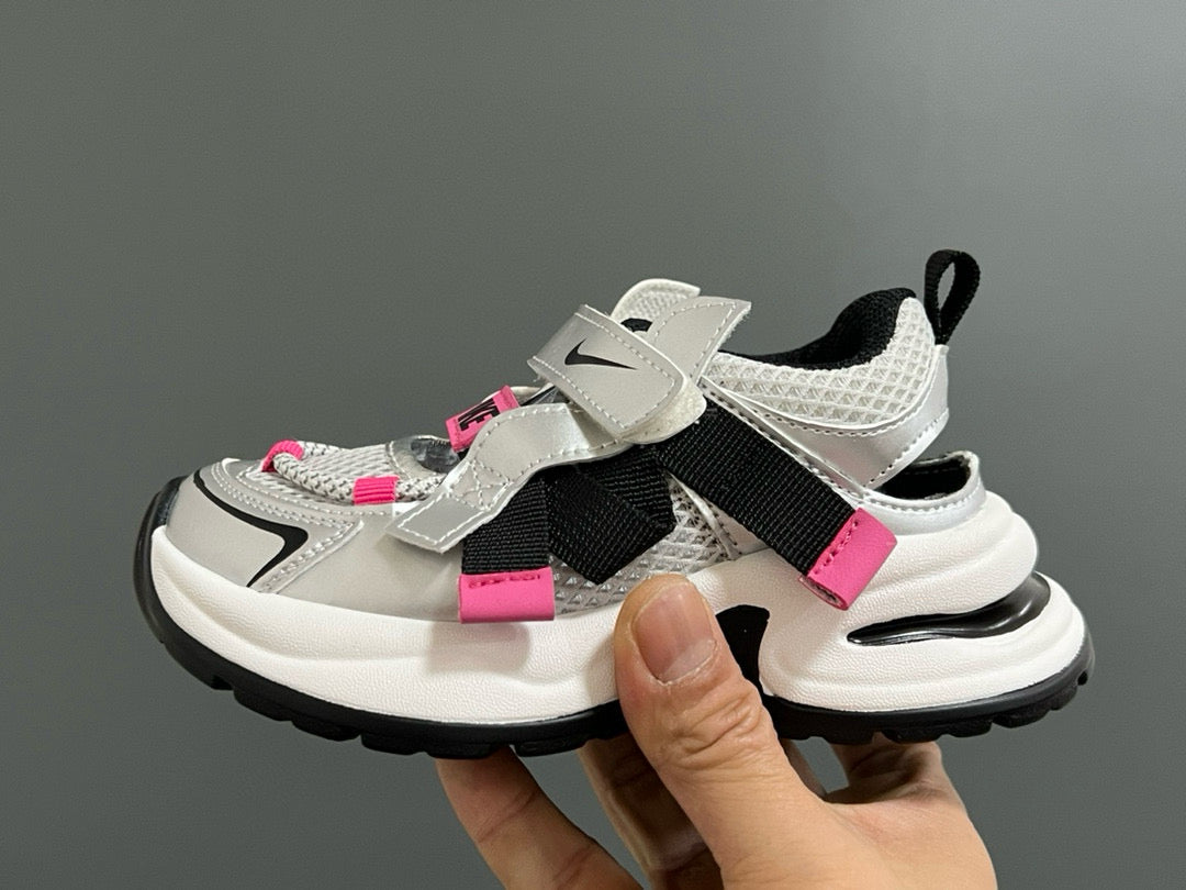 Nike Velcro Mesh Daddy Shoes for Kids" white , silver"