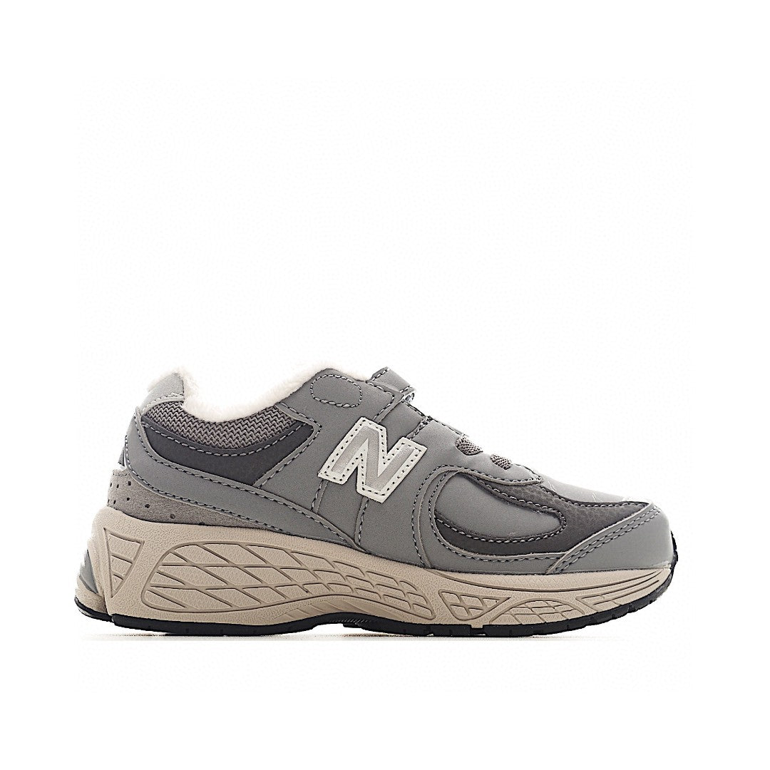 NB 2002 Velvet Elastic Velcro Children's Shoes" Gray"