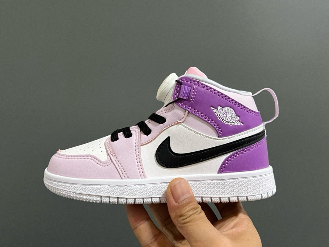 Joe 1 Zhongbang lock children's sports shoes" white, purple"