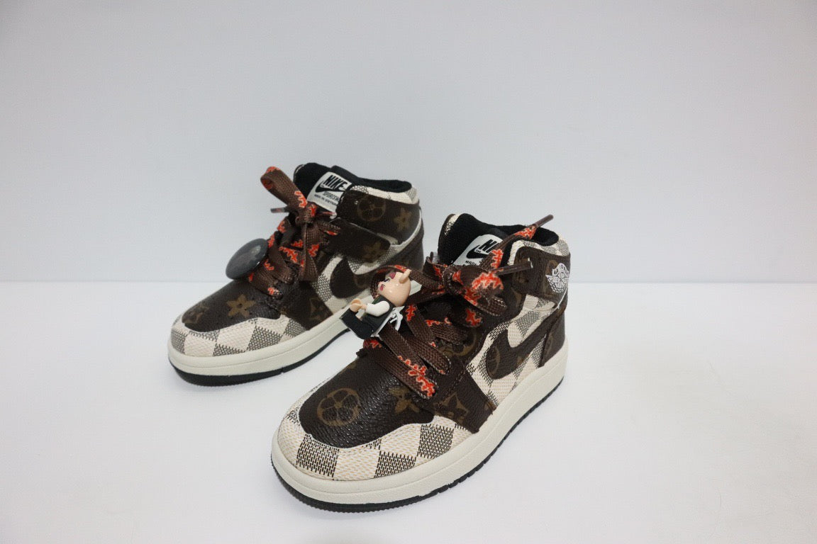 Joe 1 chessboard Lego high school children's shoes" brown, cream, off white"
