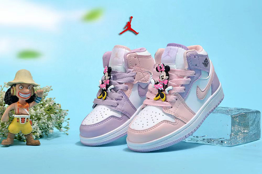 Jordan cartoon doll version children's shoes" rose, purple, white"