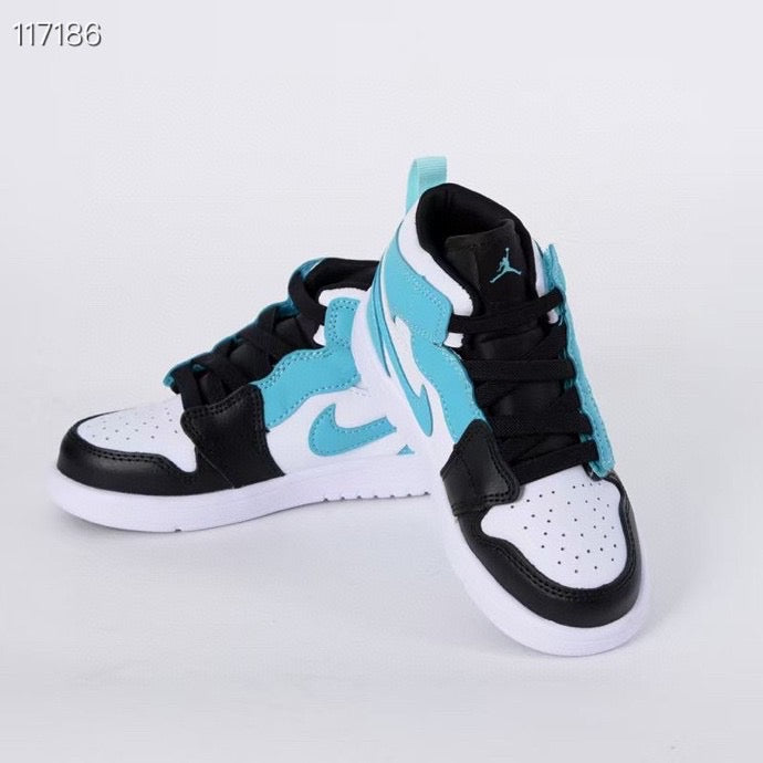 Jordan high top elastic band" white, black, turquoise"