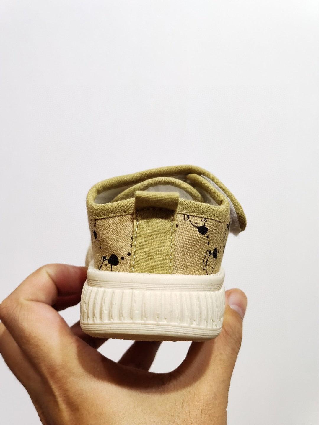 NB canvas bear cute Velcro children's shoes " beige"