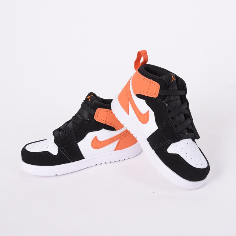 Jordan high top elastic band" white, black, orange"