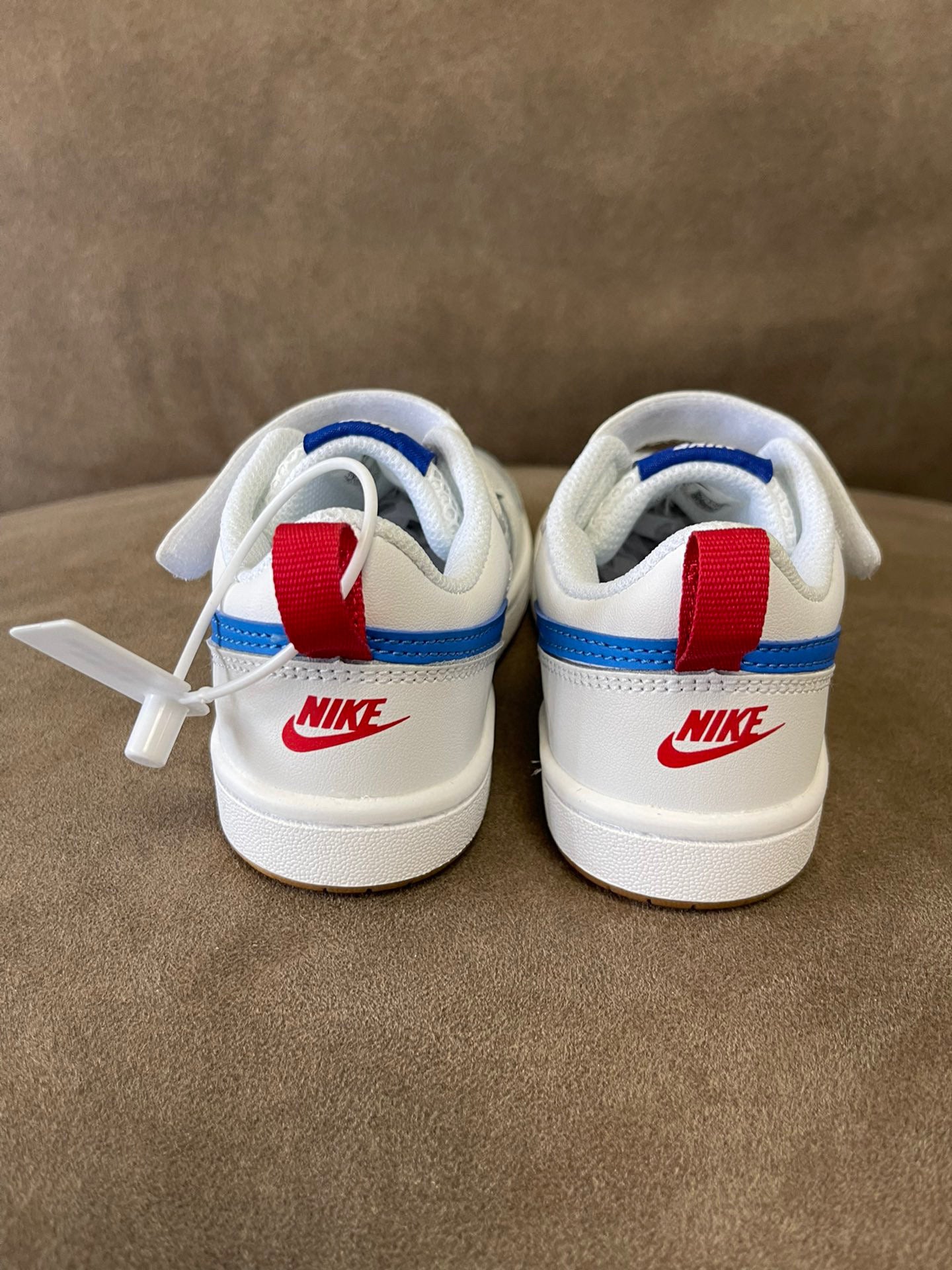 NIKE workwear Air Force One mesh elastic band Velcro children's shoes" white, blue"