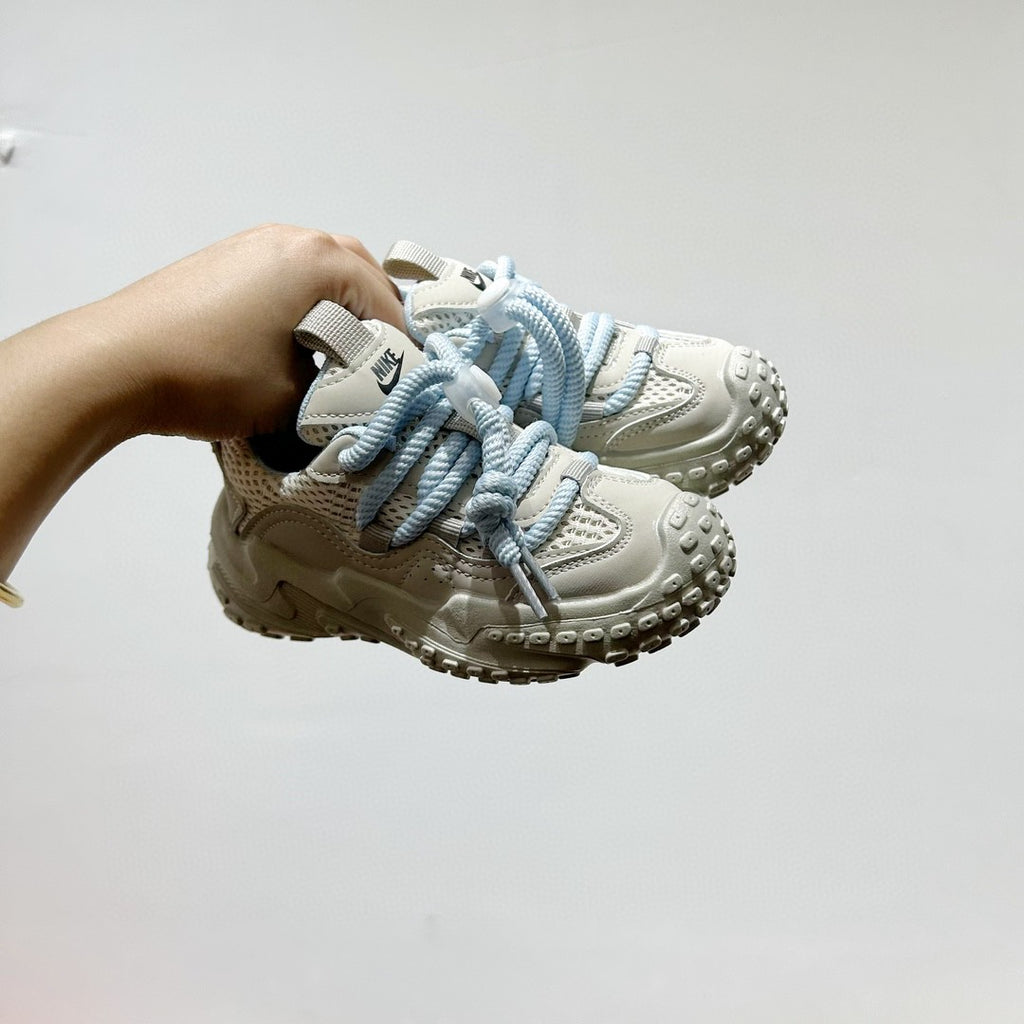 NK mesh drawstring children's tire shoes "Light Gray/ blue"