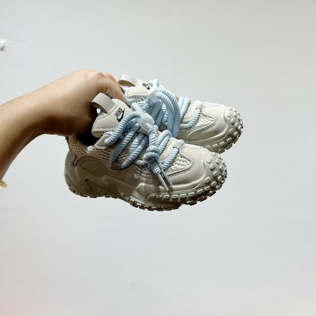NK mesh drawstring children's tire shoes "Light Gray/ blue"