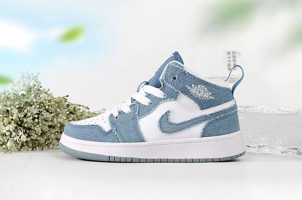 Jordan AJ1 children's shoes" white, blue"