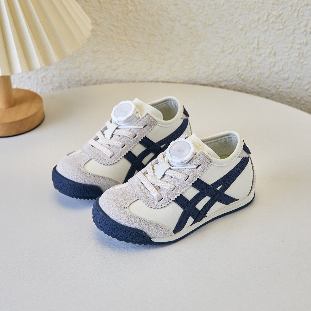ASICS Tiger MEXICO 66 Swivel Buckle Kids Shoe" cream, Navy"