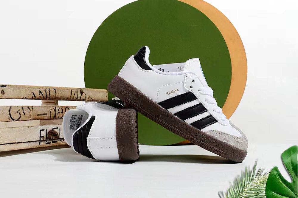 Adidas children's training shoes" white, black"
