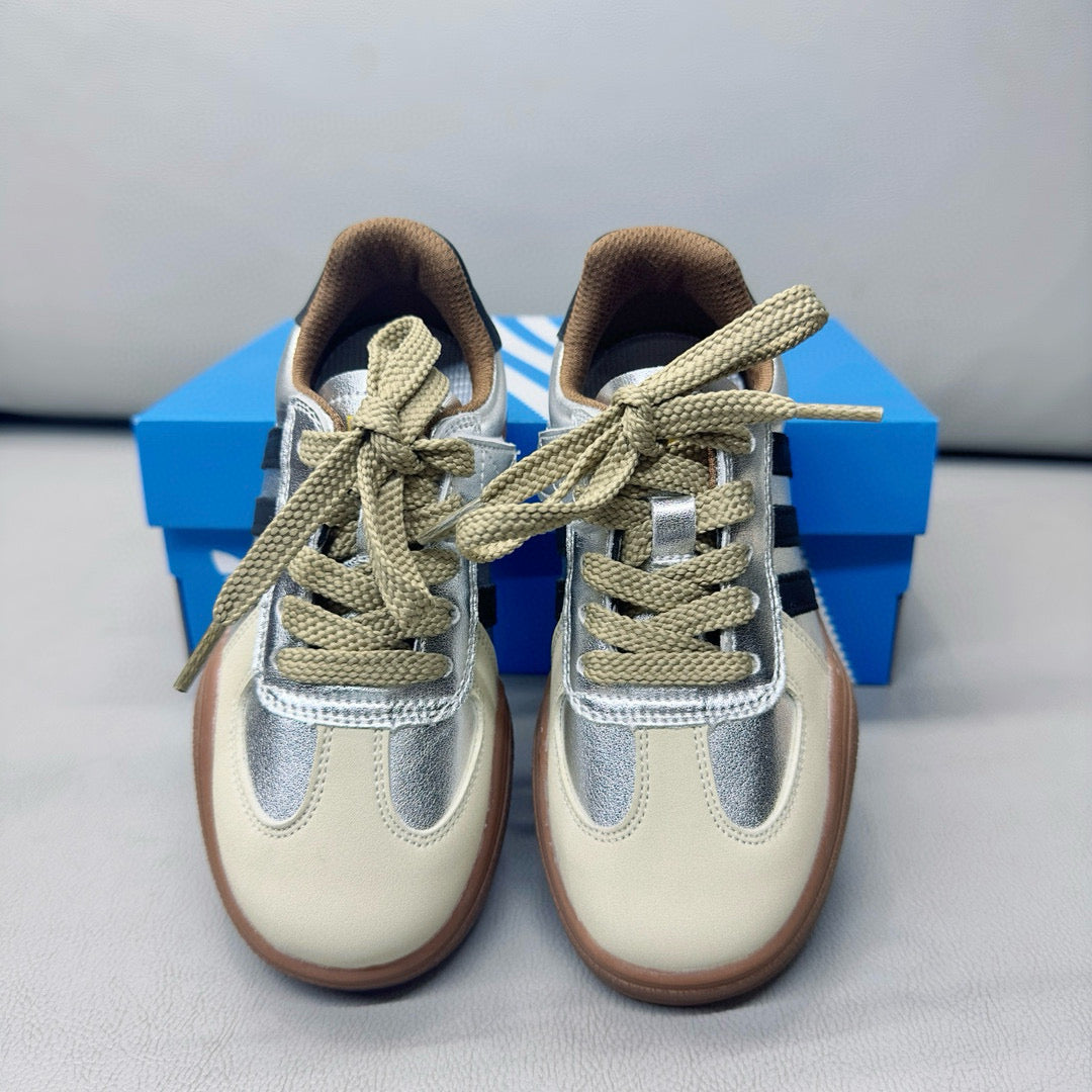 Adidas third generation children's German training shoes" white, silver"