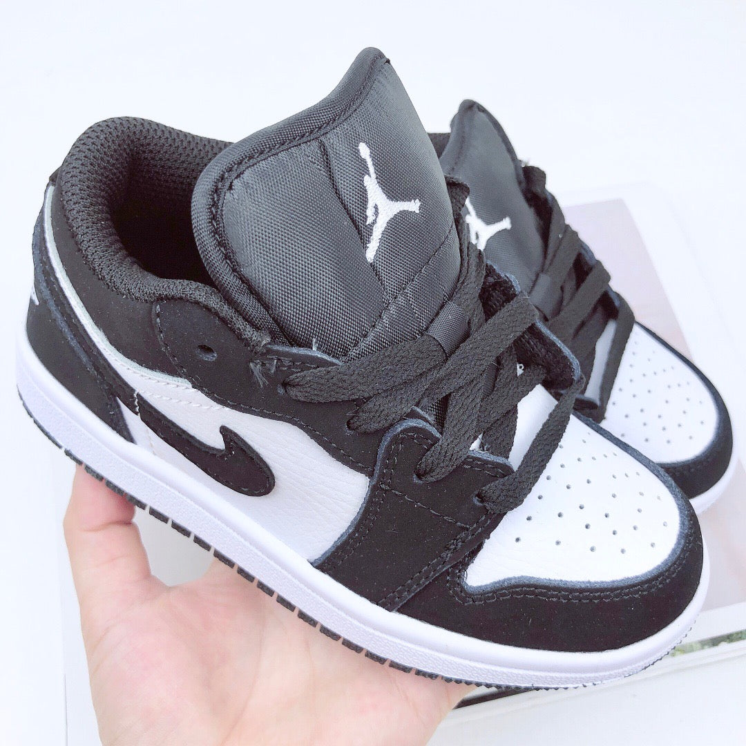 Joe 1 low-top elastic buckle parent-child shoes" black, white"