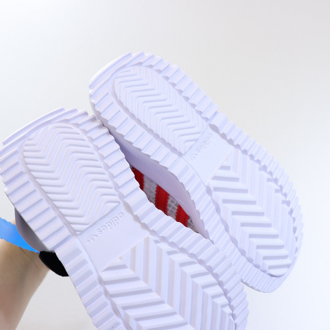 Adidas clover lightweight soft sole" white, black, red"