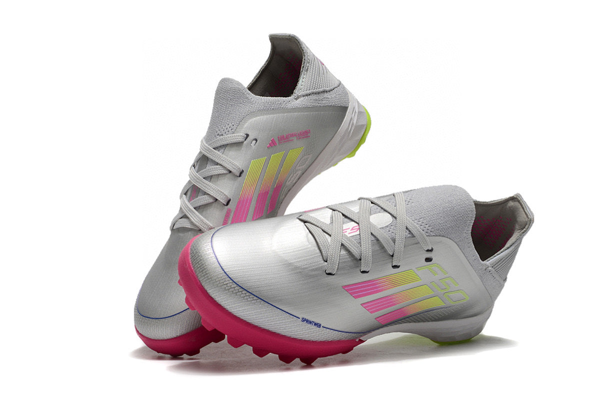 Adidas F50 knitted waterproof football shoes" silver"