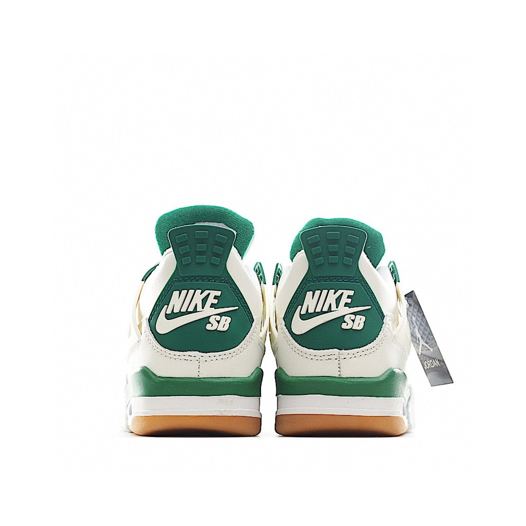 NK AJ 4th generation lace-up basketball air cushion children's shoes" white, light gray, green"