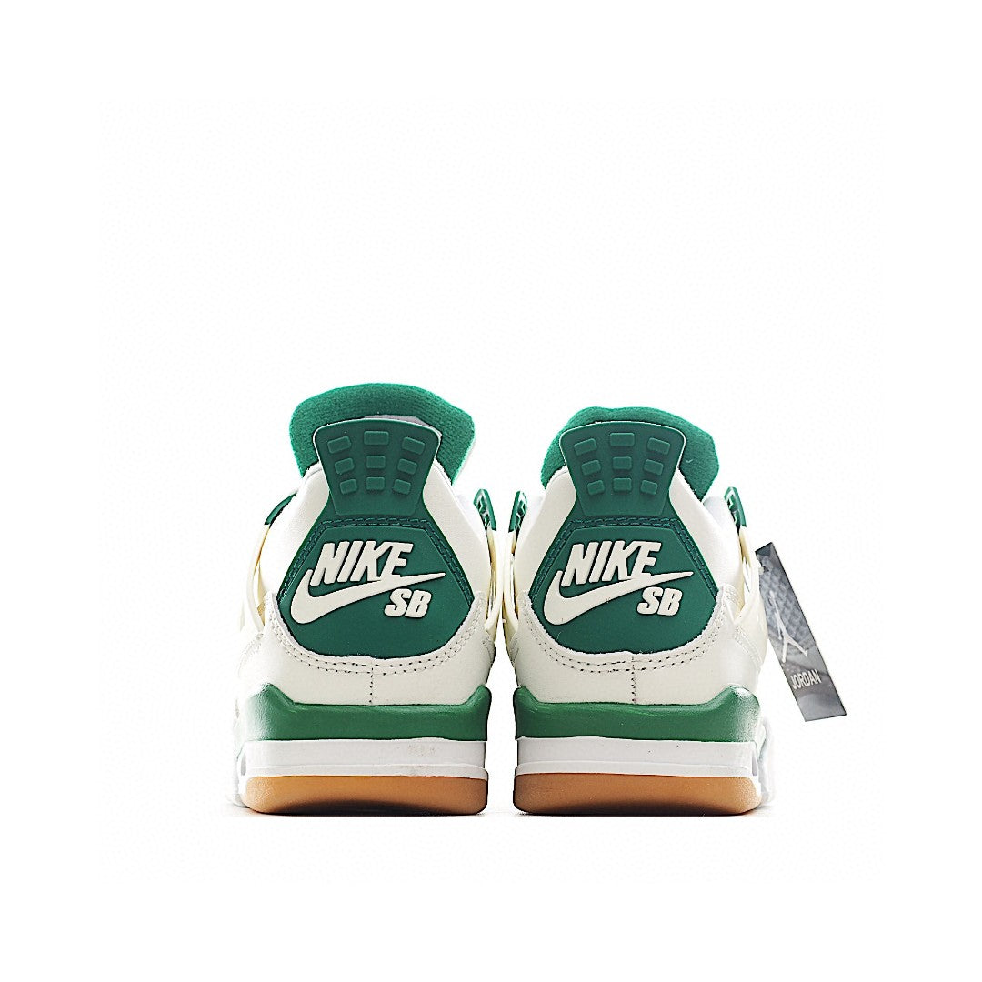 NK AJ 4th generation lace-up basketball air cushion children's shoes" white, light gray, green"