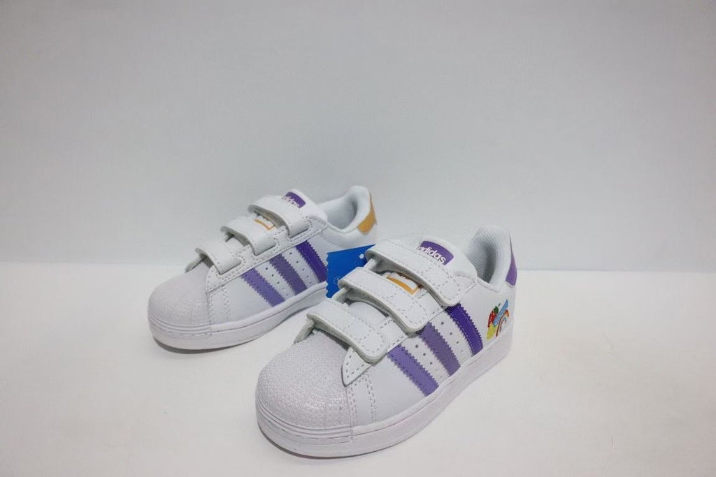 Shell toe two-layer cartoon children's shoes" white, purple"