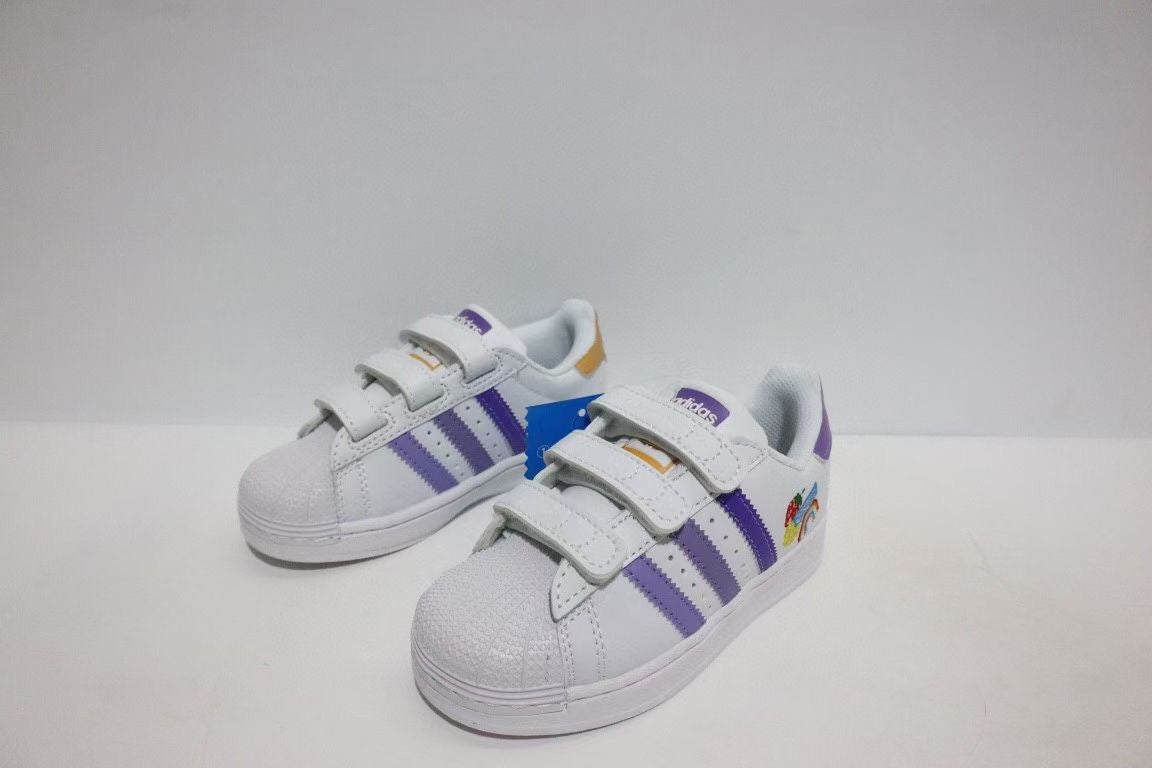 Shell toe two-layer cartoon children's shoes" white, purple"