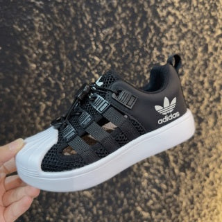 adidas shell toe sandals" black"