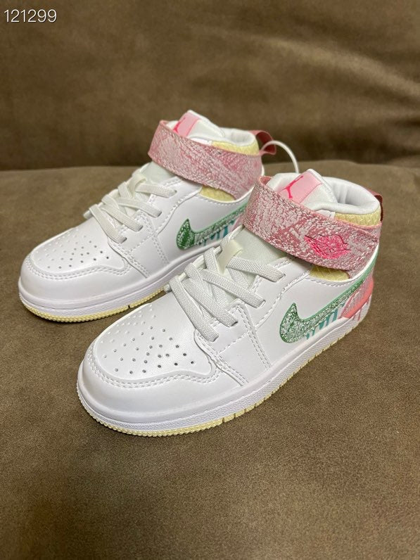 Joe's high-top Velcro children's shoes" white, pink, green"