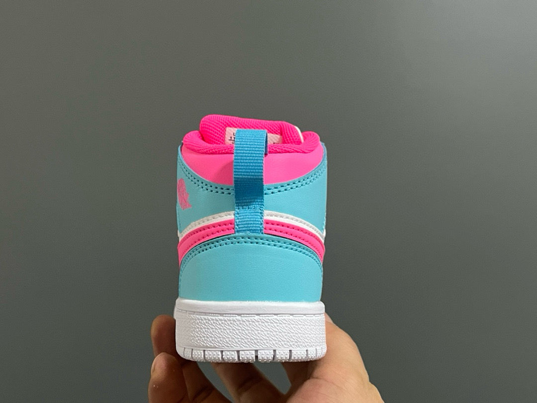 Joe 1 Zhongbang lock children's sports shoes" white, pink"