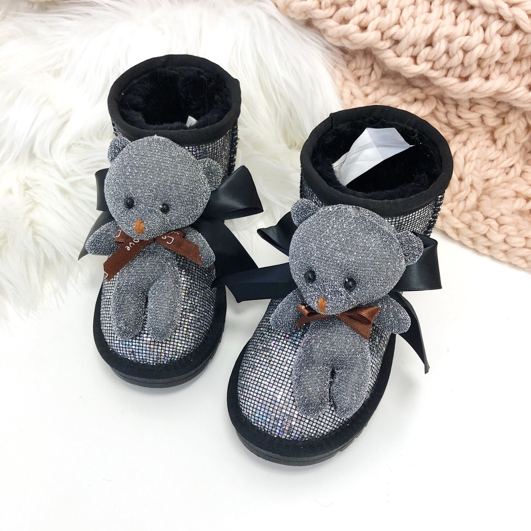 UGG Bear Snow Boots"silver and black"