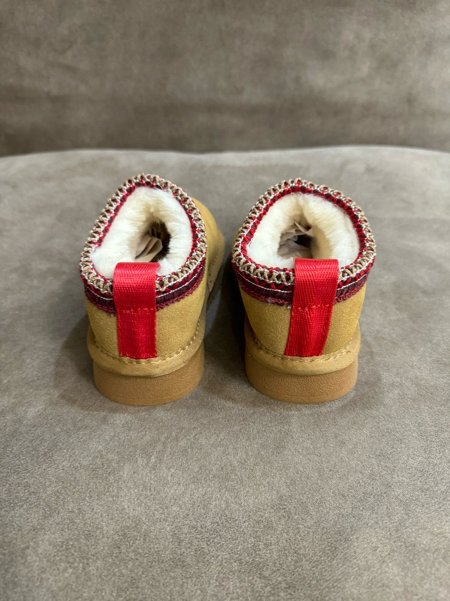 U-GG ethnic style fur short tube snow boots children's shoes " Camel"