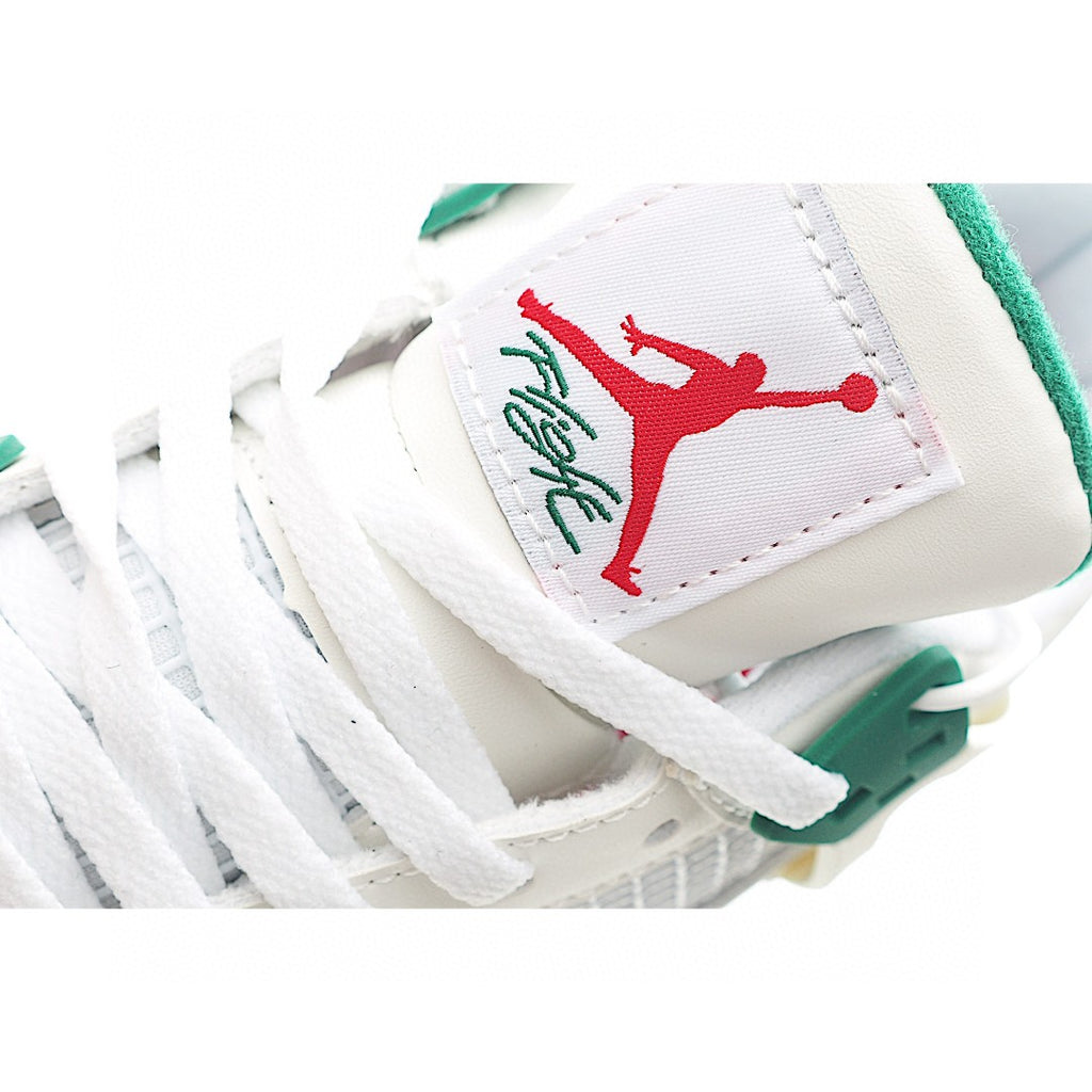 NK AJ 4th generation lace-up basketball air cushion children's shoes" white, light gray, green"