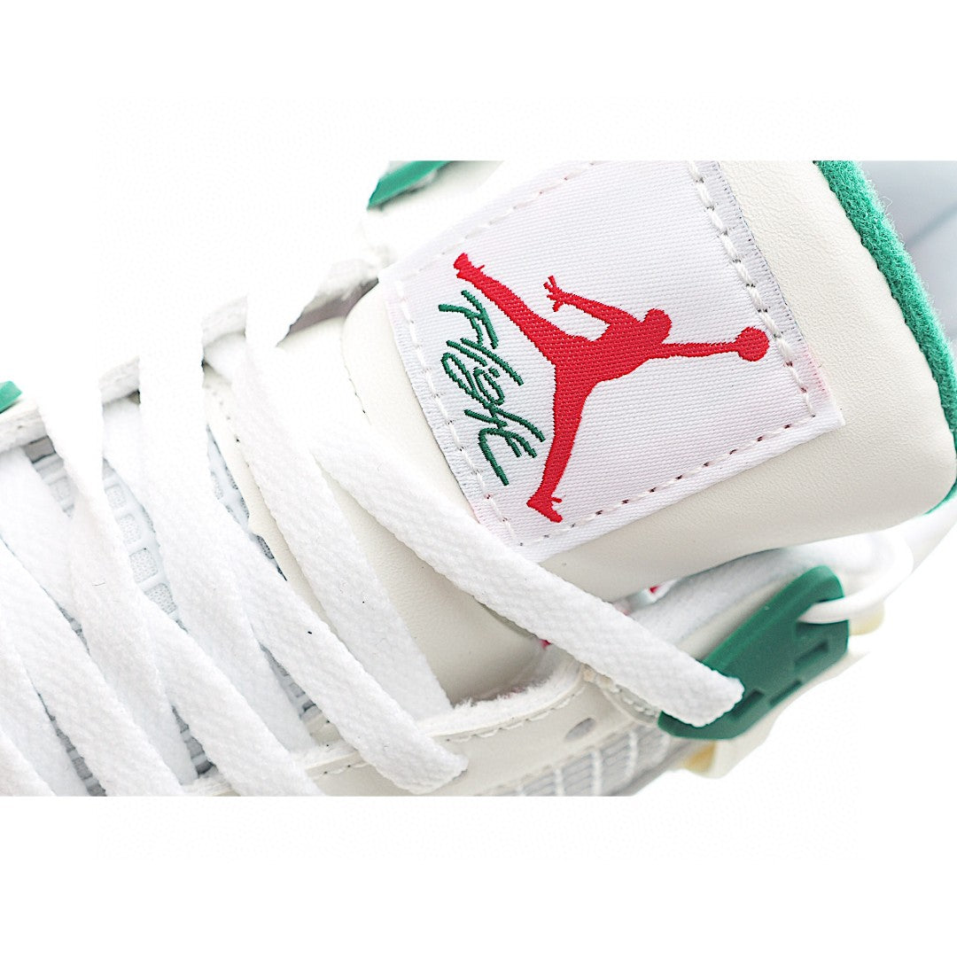 NK AJ 4th generation lace-up basketball air cushion children's shoes" white, light gray, green"