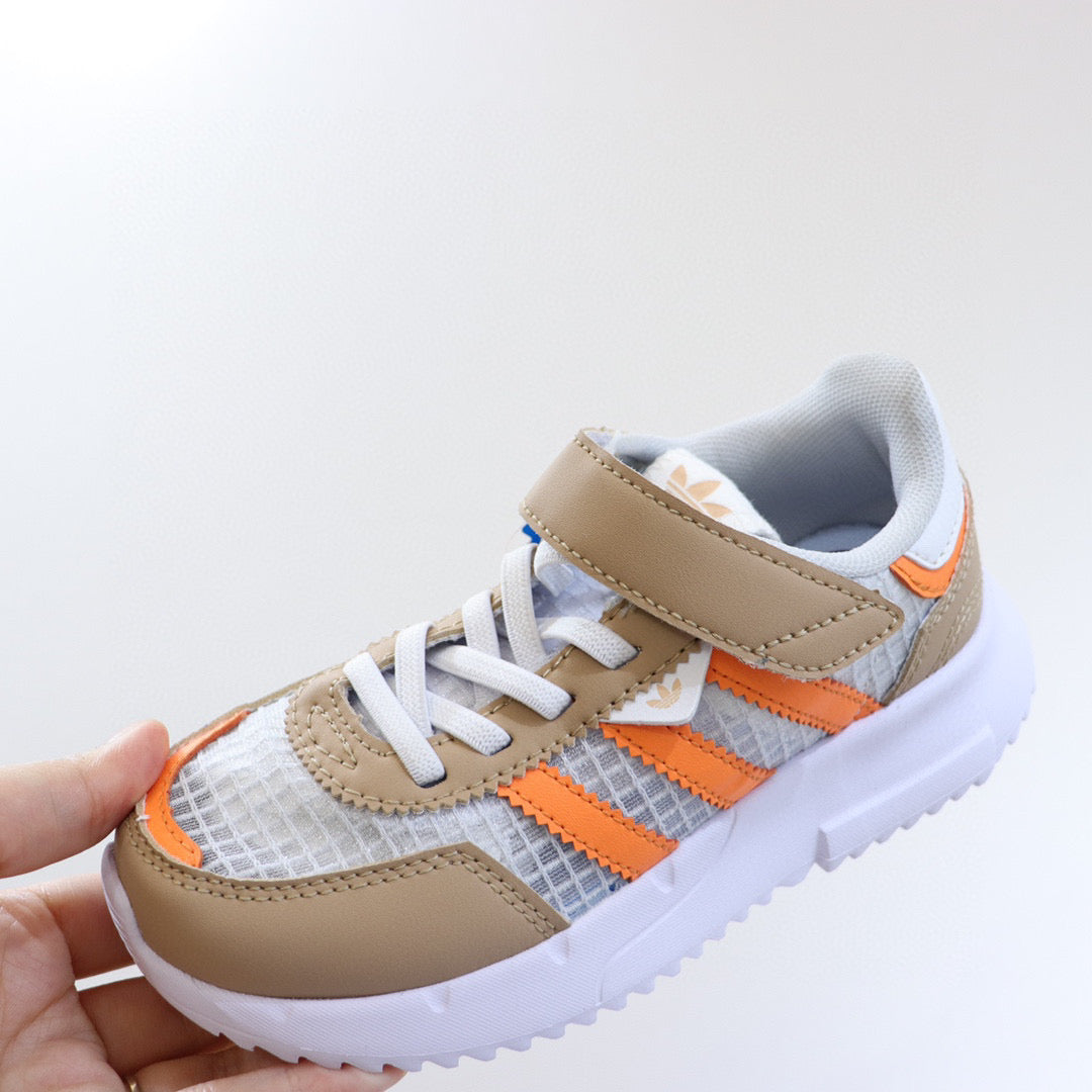 Adidas clover lightweight soft sole" beige, white, orange"